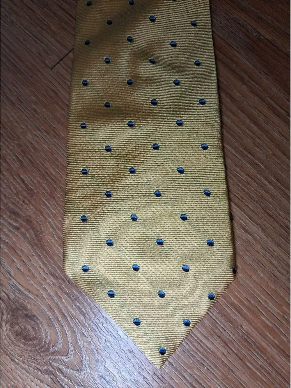 Brooks Brothers Silk Tie Yellow Polka Dot Made in USA Wide